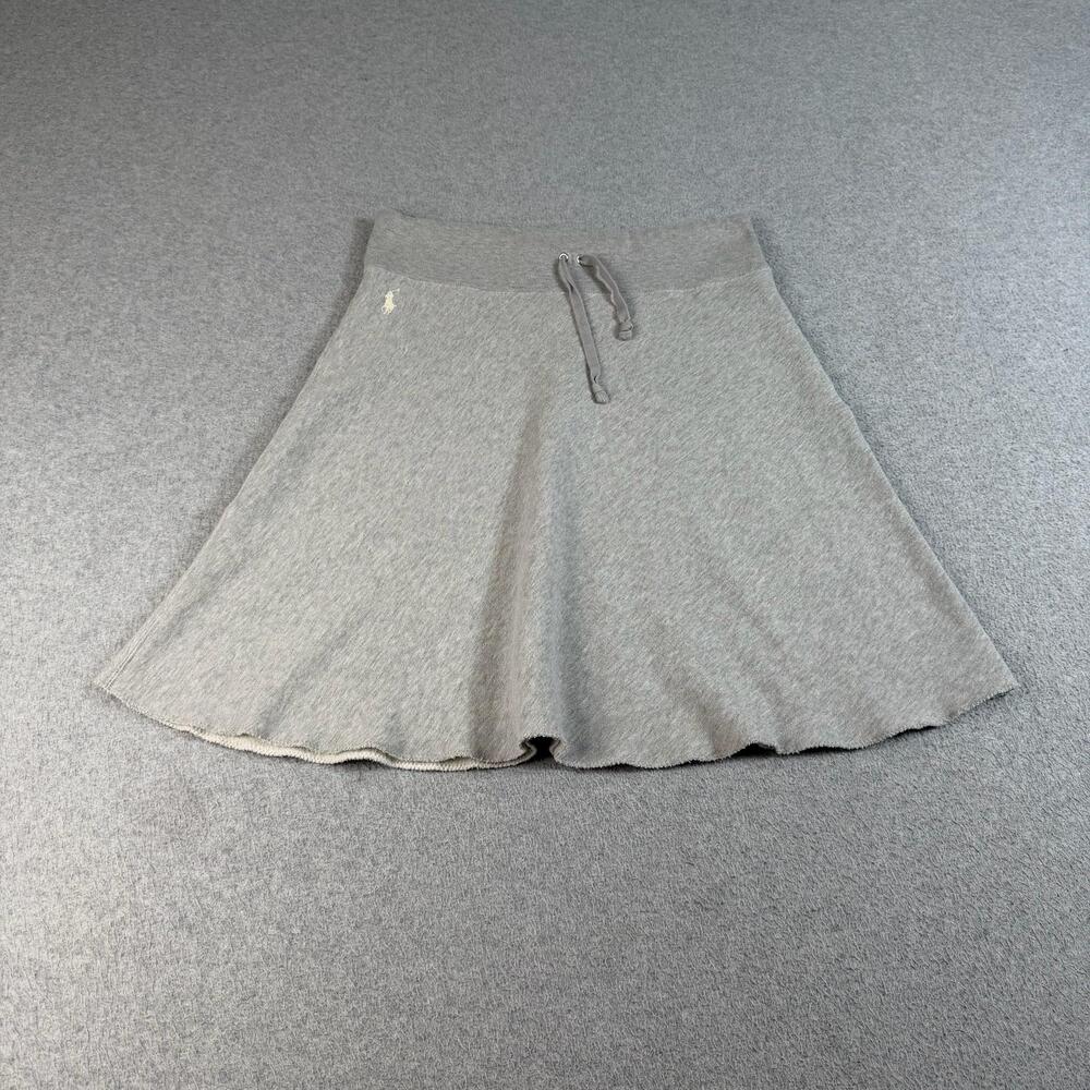 Ralph Lauren Skirt Women Small Gray Fleece A-Line Drawstring Athleisure Heritage